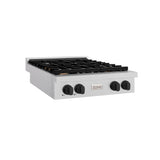 ZLINE 30 in. Autograph Edition Paramount Gas Rangetop with 4 Burners and Porcelain Cooktop in Satin Stainless Steel with Matte Black Accents (SRTSZ-30-MB)