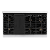 ZLINE 48 in. Autograph Edition Paramount Gas Rangetop with 8 Burners and Porcelain Cooktop in Satin Stainless Steel with Polished Gold Accents (SRTSZ-48-G)