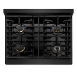 ZLINE 30 in. 4.2 cu. ft. Paramount Dual Fuel Range with Gas Cooktop and Electric Convection Oven in Black Stainless Steel with 4 Brass Burners (SDRB-BR-30)
