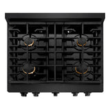 ZLINE 36 in. 5.2 cu. ft. Paramount Gas Range with Convection Gas Oven in Black Stainless Steel with 6 Brass Burners (SGRB-BR-36)
