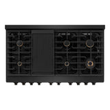ZLINE 48 in. 6.7 cu. ft. Paramount Double Oven Gas Range in Black Stainless Steel with 8 Brass Burners (SGRB-BR-48)