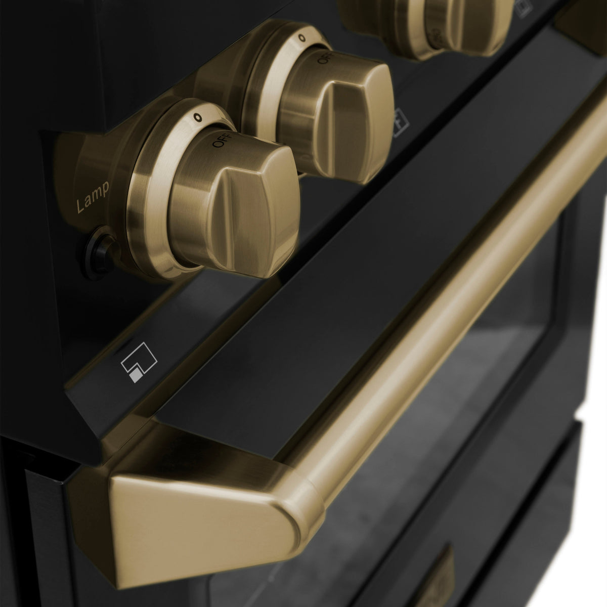ZLINE Autograph Edition 36 in. 4.6 cu. ft. Legacy Dual Fuel Range with 6 Burner Gas Cooktop and Electric Convection Oven in Black Stainless Steel and Champagne Bronze Accents (RABZ-36-CB)