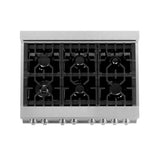 ZLINE 36 in. 4.6 cu. ft. Legacy Dual Fuel Range with 6 Burner Gas Cooktop and Electric Convection Oven in Satin Stainless Steel with Griddle (RAS-SN-GR-36)