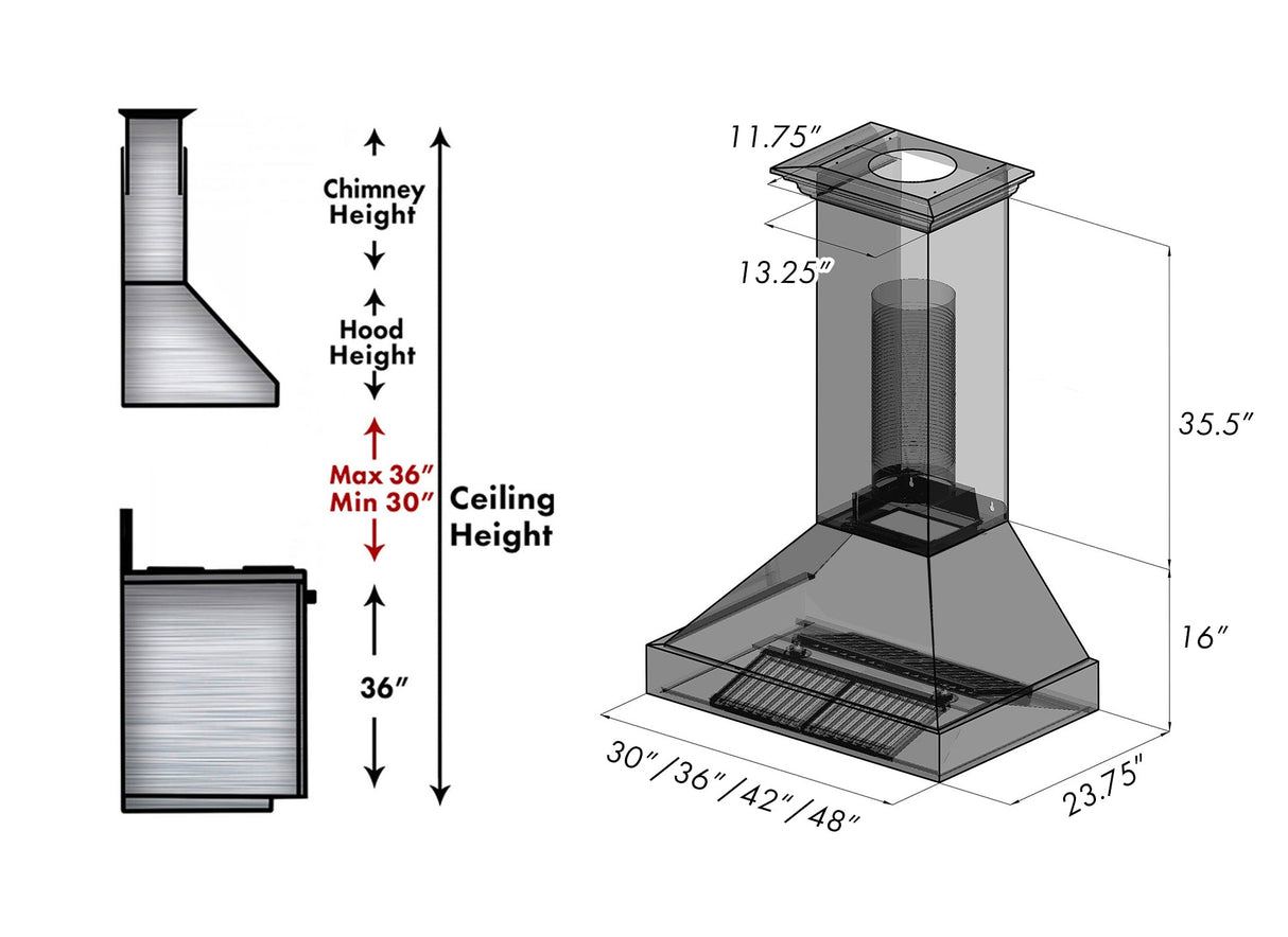 36" Ducted Fingerprint Resistant Stainless Steel Range Hood with Copper Shell (8654C-36)