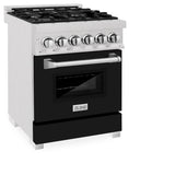 ZLINE 24 in. 2.8 cu. ft. Legacy Dual Fuel Range with 4 Burner Gas Cooktop and Electric Convection Oven in Satin Stainless Steel and Black Matte Door (RAS-BLM-24)