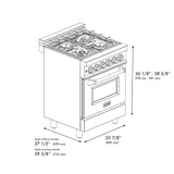 ZLINE 24 in. 2.8 cu. ft. Legacy Dual Fuel Range with 4 Burner Gas Cooktop and Electric Convection Oven in Stainless Steel with Satin Stainless Steel Door (RA-SN-24)