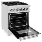 ZLINE 24 in. 2.8 cu. ft. Legacy Dual Fuel Range with 4 Burner Gas Cooktop and Electric Convection Oven in Stainless Steel with Satin Stainless Steel Door (RA-SN-24)