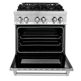 ZLINE 30 in. 4.0 cu. ft. Legacy Dual Fuel Range with 4 Burner Gas Cooktop and Electric Convection Oven in Stainless Steel with Satin Stainless Steel Door (RA-SN-30)