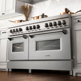 ZLINE 60 in. 7.4 cu. ft. Legacy Dual Fuel Range with 9 Burner Gas Cooktop and 2 Electric Convection Ovens in Stainless Steel with Satin Stainless Steel Doors (RA-SN-60)