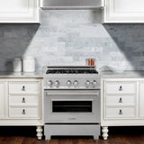 ZLINE 30 in. 4.0 cu. ft. Legacy Dual Fuel Range with 4 Burner Gas Cooktop and Electric Convection Oven in Satin Stainless Steel (RAS-SN-30)