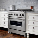 ZLINE 30 in. 4.0 cu. ft. Legacy Dual Fuel Range with 4 Burner Gas Cooktop and Electric Convection Oven in Satin Stainless Steel (RAS-SN-30)
