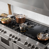 ZLINE 60 in. 7.4 cu. ft. Legacy Dual Fuel Range with Gas Cooktop and 2 Electric Convection Ovens in Satin Stainless Steel with 8 Brass Burners (RAS-SN-BR-60)
