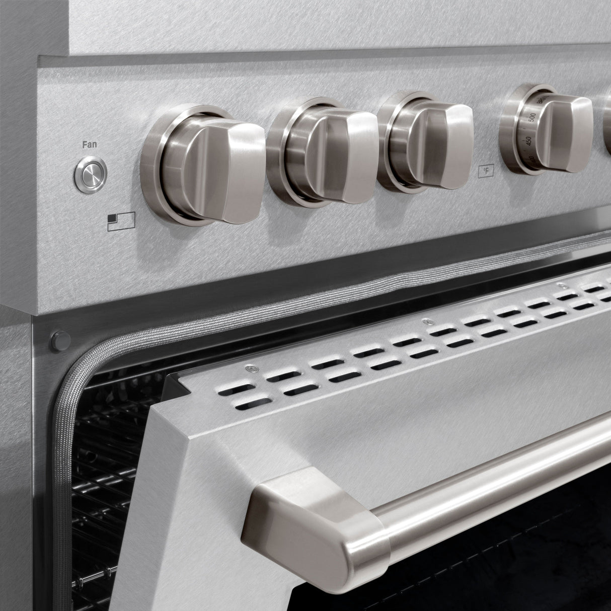 ZLINE 36 in. 5.2 cu. ft. Paramount Dual Fuel Range with 6 Burner Gas Cooktop and Electric Convection Oven in Satin Stainless Steel (SDRS-36)
