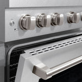 ZLINE 36 in. 5.2 cu. ft. Paramount Dual Fuel Range with 6 Burner Gas Cooktop and Electric Convection Oven in Satin Stainless Steel (SDRS-36)