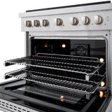 ZLINE 36 in. 5.2 cu. ft. Paramount Dual Fuel Range with 6 Burner Gas Cooktop and Electric Convection Oven in Satin Stainless Steel (SDRS-36)