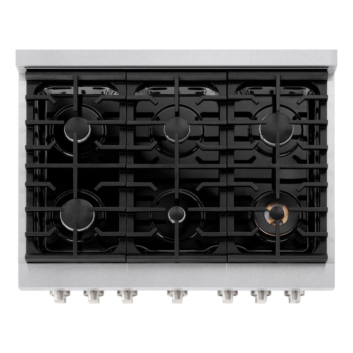 ZLINE 36 in. 5.2 cu. ft. Paramount Dual Fuel Range with 6 Burner Gas Cooktop and Electric Convection Oven in Satin Stainless Steel (SDRS-36)