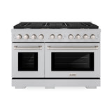 ZLINE 48 in. 6.7 cu. ft. Paramount Double Oven Dual Fuel Range with 8 Burner Gas Cooktop in Satin Stainless Steel (SDRS-48)