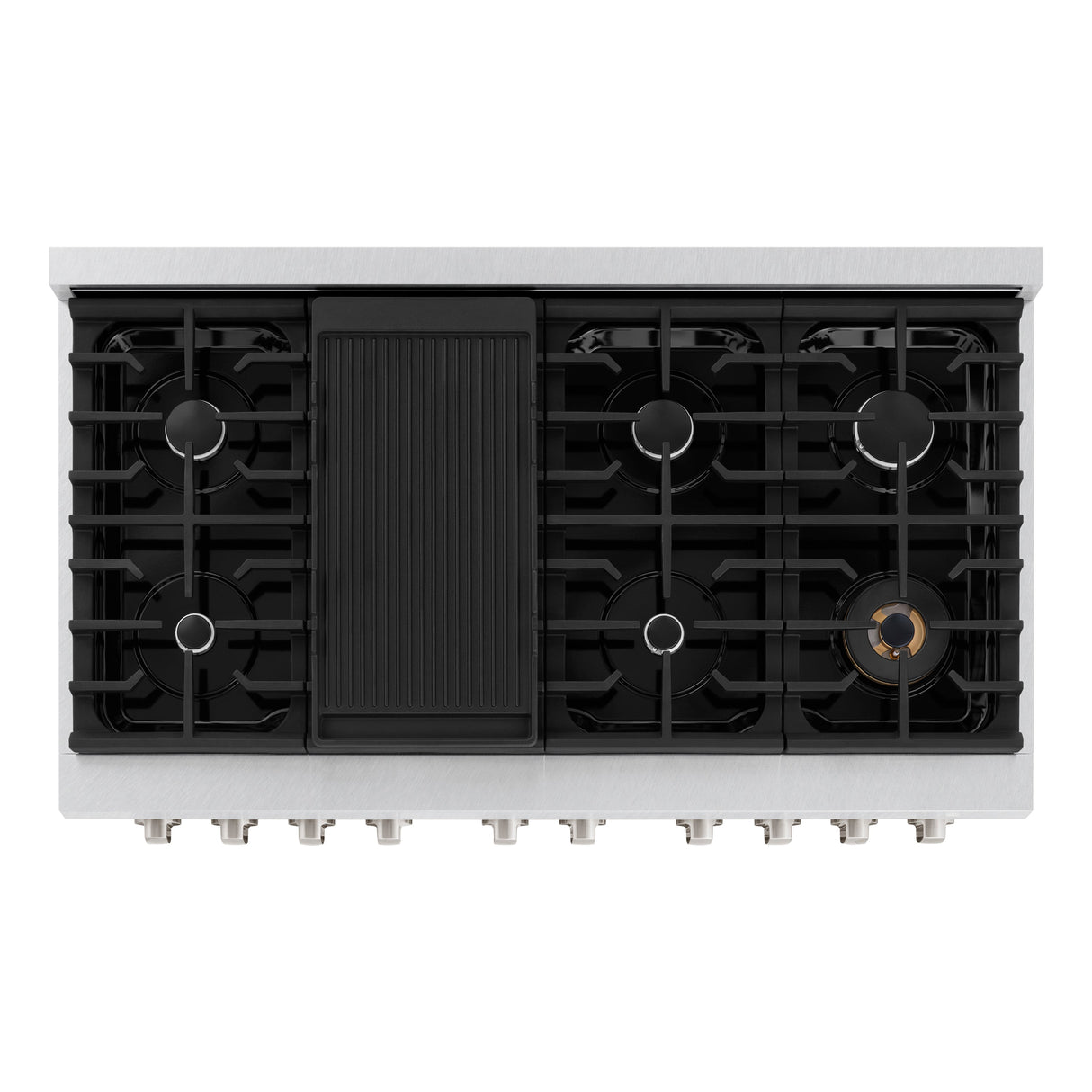 ZLINE 48 in. 6.7 cu. ft. Paramount Double Oven Dual Fuel Range with 8 Burner Gas Cooktop in Satin Stainless Steel (SDRS-48)