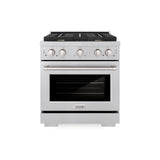 ZLINE 30 in. 4.2 cu. ft. Paramount Dual Fuel Range with Gas Cooktop and Electric Convection Oven in Satin Stainless Steel with 4 Brass Burners (SDRS-BR-30)