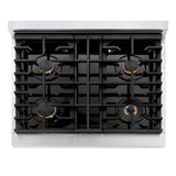ZLINE 30 in. 4.2 cu. ft. Paramount Dual Fuel Range with Gas Cooktop and Electric Convection Oven in Satin Stainless Steel with 4 Brass Burners (SDRS-BR-30)