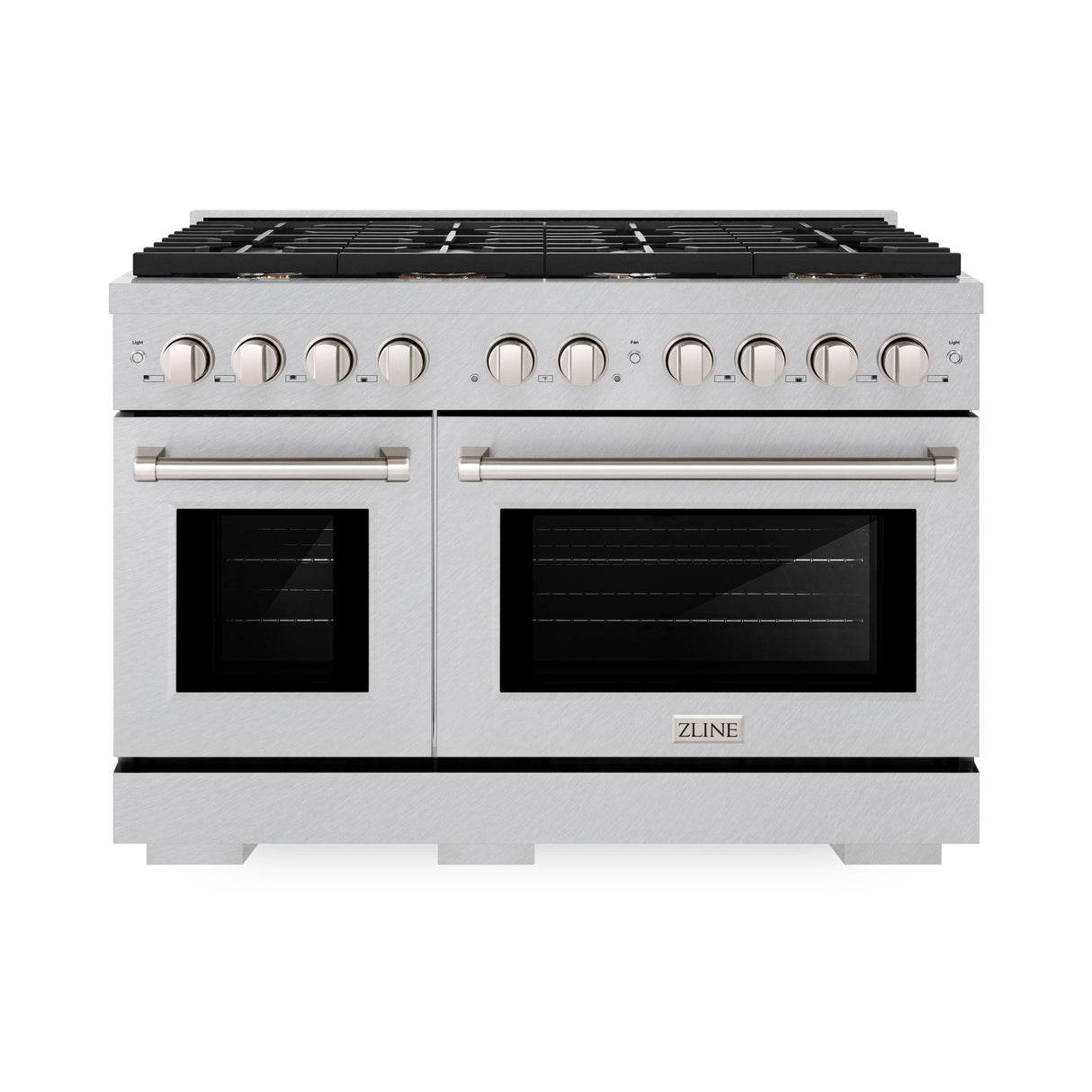 ZLINE 48 in. 6.7 cu. ft. Paramount Double Oven Dual Fuel Range in Satin Stainless Steel with 8 Brass Burners (SDRS-BR-48)