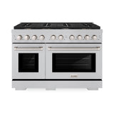 ZLINE 48 in. 6.7 cu. ft. Paramount Double Oven Dual Fuel Range in Satin Stainless Steel with 8 Brass Burners (SDRS-BR-48)