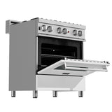 ZLINE 30 in. 4.0 cu. ft. Legacy Dual Fuel Range with 4 Burner Gas Cooktop and Electric Convection Oven in Satin Stainless Steel and White Matte Door (RAS-WM-30)