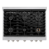 ZLINE 36 in. 5.2 cu. ft. Paramount Gas Range with 6 burner Cooktop and Convection Gas Oven in Satin Stainless Steel (SGRS-36)