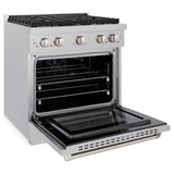 ZLINE 30 in. 4.2 cu. ft. Paramount Gas Range with Convection Gas Oven in Satin Stainless Steel with 4 Brass Burners (SGRS-BR-30)