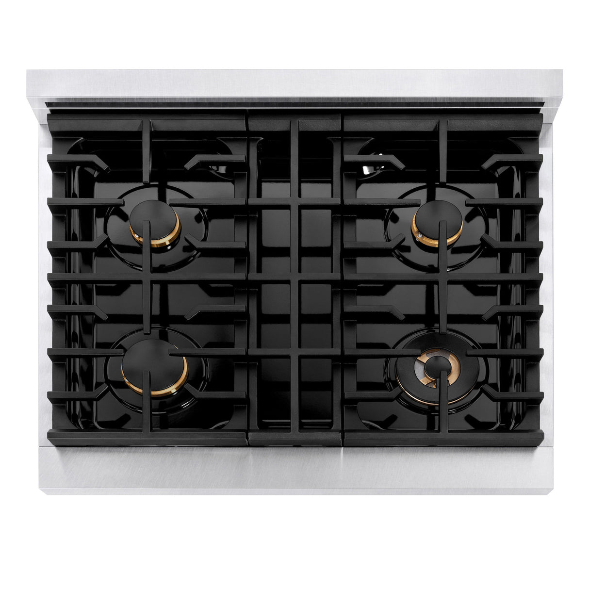 ZLINE 30 in. 4.2 cu. ft. Paramount Gas Range with Convection Gas Oven in Satin Stainless Steel with 4 Brass Burners (SGRS-BR-30)