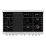 ZLINE 48 in. 6.7 cu. ft. Paramount Double Oven Gas Range in Satin Stainless Steel with 8 Brass Burners (SGRS-BR-48)