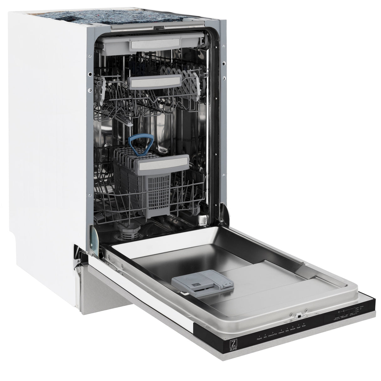 ZLINE 18 in. Tallac Series 3rd Rack Top Control Dishwasher with Satin Stainless Steel Panel and Stainless Steel Tub, 51dBa (DWV-SN-18)