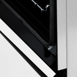 ZLINE 24 in. 2.8 cu. ft. Legacy Dual Fuel Range with 4 Burner Gas Cooktop and Electric Convection Oven in Satin Stainless Steel and White Matte Door (RAS-WM-24)