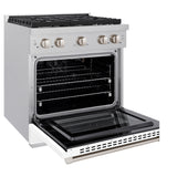 ZLINE 30 in. 4.2 cu. ft. Paramount Gas Range with 4 Burner Cooktop and Convection Gas Oven in Satin Stainless Steel with White Matte Door (SGRS-WM-30)