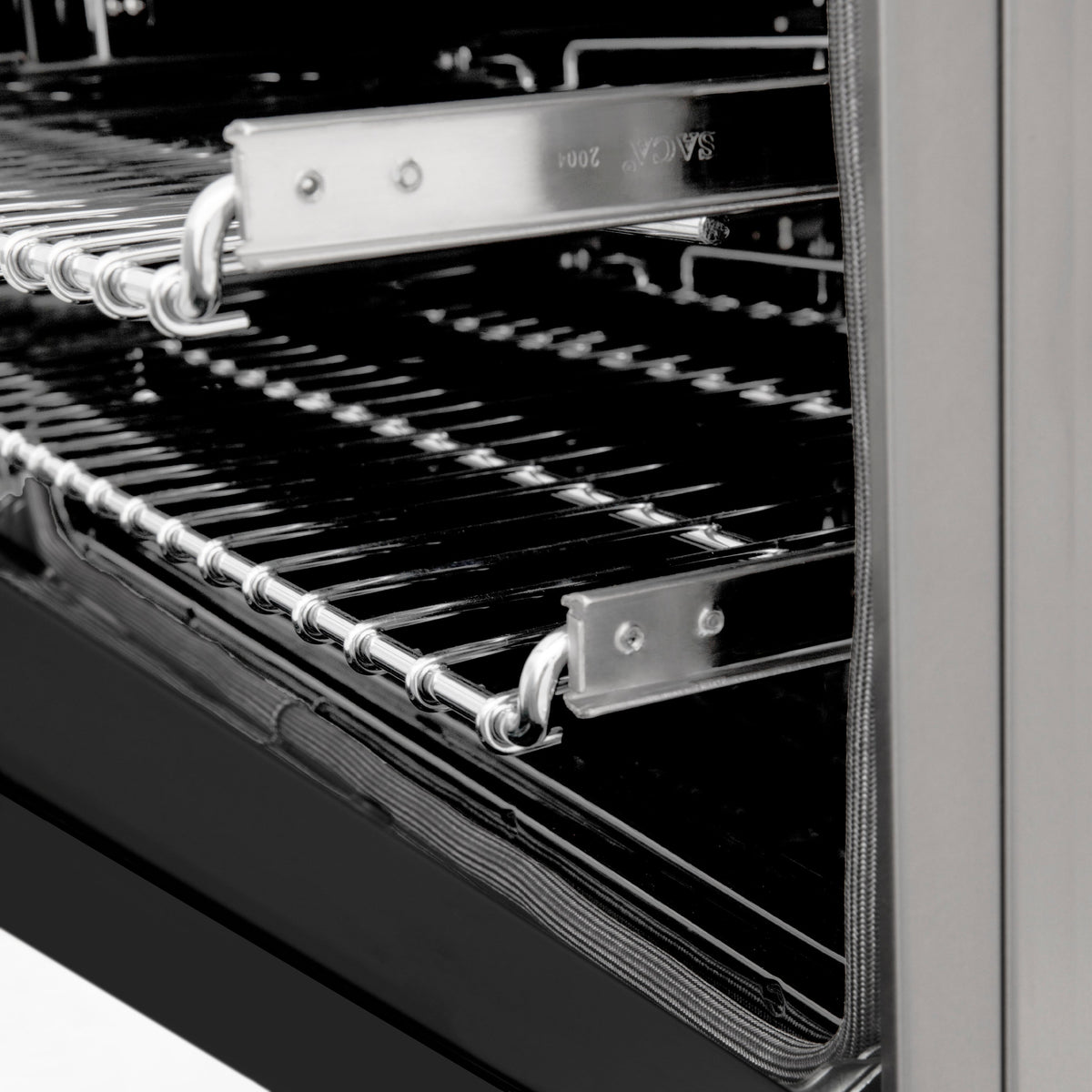 ZLINE 24 in. 2.8 cu. ft. Legacy Dual Fuel Range with 4 Burner Gas Cooktop and Electric Convection Oven in Stainless Steel and Black Matte Door (RA-BLM-24)