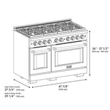 ZLINE 48 in. 6.7 cu. ft. Paramount Double Oven Gas Range with 8 Burner Cooktop in Stainless Steel with Black Matte Doors (SGR-BLM-48)