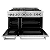 ZLINE 48 in. 6.0 cu. ft. Legacy Dual Fuel Range with Gas Cooktop and 2 Electric Ovens in Stainless Steel with 6 Brass Burners and Griddle (RA-BR-GR-48)