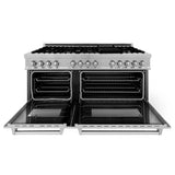 ZLINE 60 in. 7.4 cu. ft. Legacy Dual Fuel Range with 9 Burner Gas Cooktop and 2 Electric Convection Ovens in Satin Stainless Steel with Griddle (RAS-SN-GR-60)