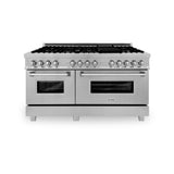 ZLINE 60 in. 7.4 cu. ft. Legacy Dual Fuel Range with 9 Burner Gas Cooktop and 2 Electric Convection Ovens in Satin Stainless Steel with Griddle (RAS-SN-GR-60)