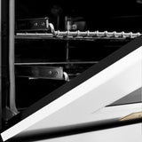 ZLINE Autograph Edition 36 in. 4.6 cu. ft. Legacy Dual Fuel Range with 6 Burner Gas Cooktop and Electric Convection Oven in Stainless Steel with White Matte Door and Polished Gold Accents (RAZ-WM-36-G)