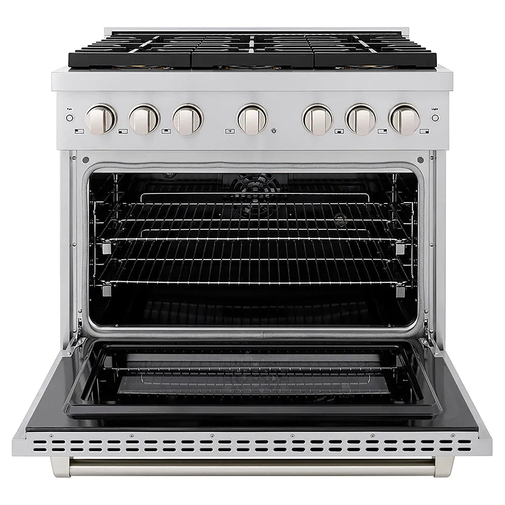 ZLINE 36 in. 5.2 cu. ft. Paramount Dual Fuel Range with 6 Burner DuoPro™ Cooktop and Electric Convection Oven in Stainless Steel (PSDR36)