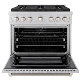 ZLINE 36 in. 5.2 cu. ft. Paramount Dual Fuel Range with 6 Burner DuoPro™ Cooktop and Electric Convection Oven in Stainless Steel (PSDR36)