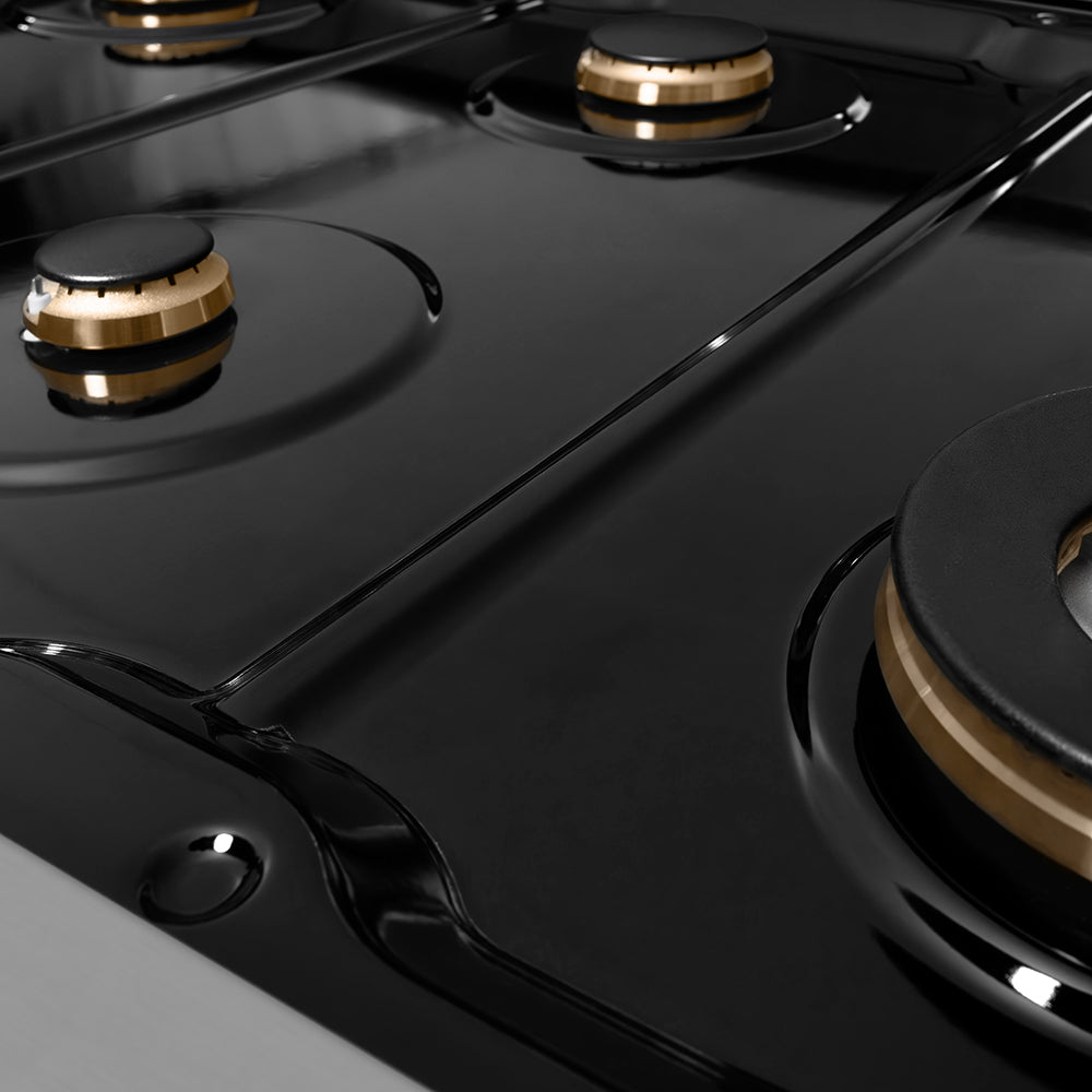ZLINE Autograph Edition 48 in. 6.7 cu. ft. Paramount Double Oven Dual Fuel Range with 8 Burner Gas Cooktop in Stainless Steel and Polished Nickel Helix Handles and Knob Accents (SDRZ-48-KPN)
