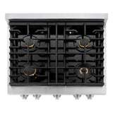 ZLINE 30 in. 4.2 cu. ft. Paramount Dual Fuel Range with Gas Cooktop and Electric Convection Oven in Stainless Steel with 4 Brass Burners (SDR-BR-30)