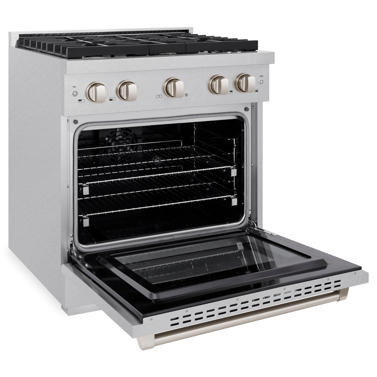 ZLINE 30 in. 4.2 cu. ft. Paramount Dual Fuel Range with 4 Burner Gas Cooktop and Electric Convection Oven in Satin Stainless Steel (SDRS-30)