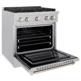 ZLINE 30 in. 4.2 cu. ft. Paramount Dual Fuel Range with 4 Burner Gas Cooktop and Electric Convection Oven in Satin Stainless Steel (SDRS-30)