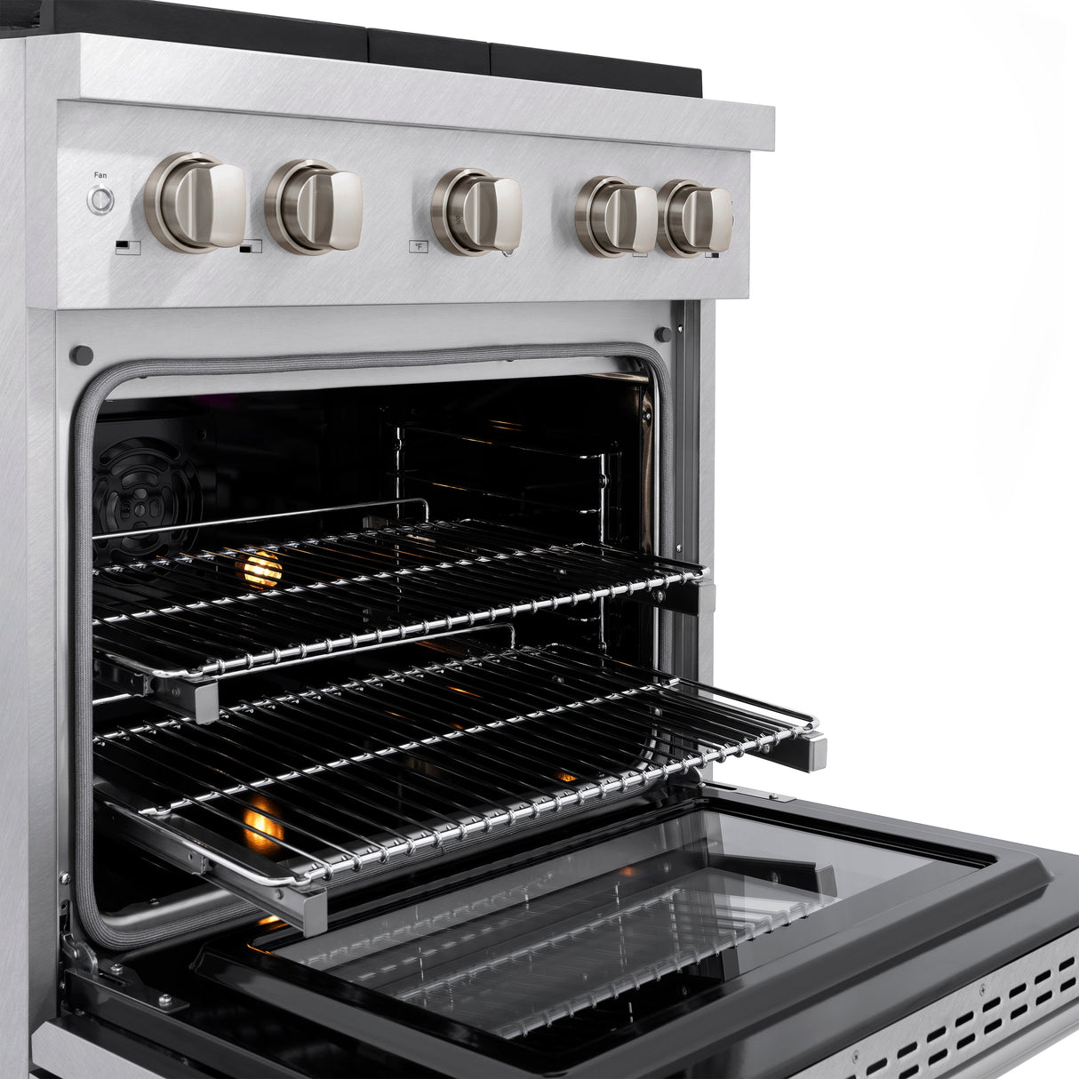 ZLINE 30 in. 4.2 cu. ft. Paramount Dual Fuel Range with 4 Burner Gas Cooktop and Electric Convection Oven in Satin Stainless Steel (SDRS-30)