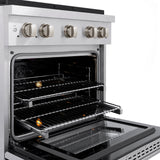 ZLINE 30 in. 4.2 cu. ft. Paramount Dual Fuel Range with 4 Burner Gas Cooktop and Electric Convection Oven in Satin Stainless Steel (SDRS-30)