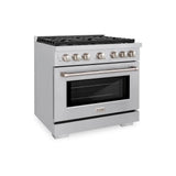 ZLINE 36 in. 5.2 cu. ft. Paramount Gas Range with Convection Gas Oven in Stainless Steel with 6 Brass Burners (SGR-BR-36)