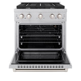 ZLINE 30 in. 4.2 cu. ft. Paramount Gas Range with 4 Burner Cooktop and Convection Gas Oven in Satin Stainless Steel (SGRS-30)
